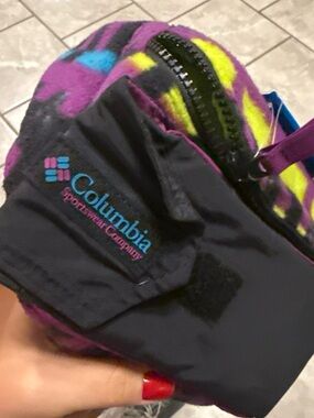 Columbia Black & Purple Fleece Waist Pack with Yellow Accent